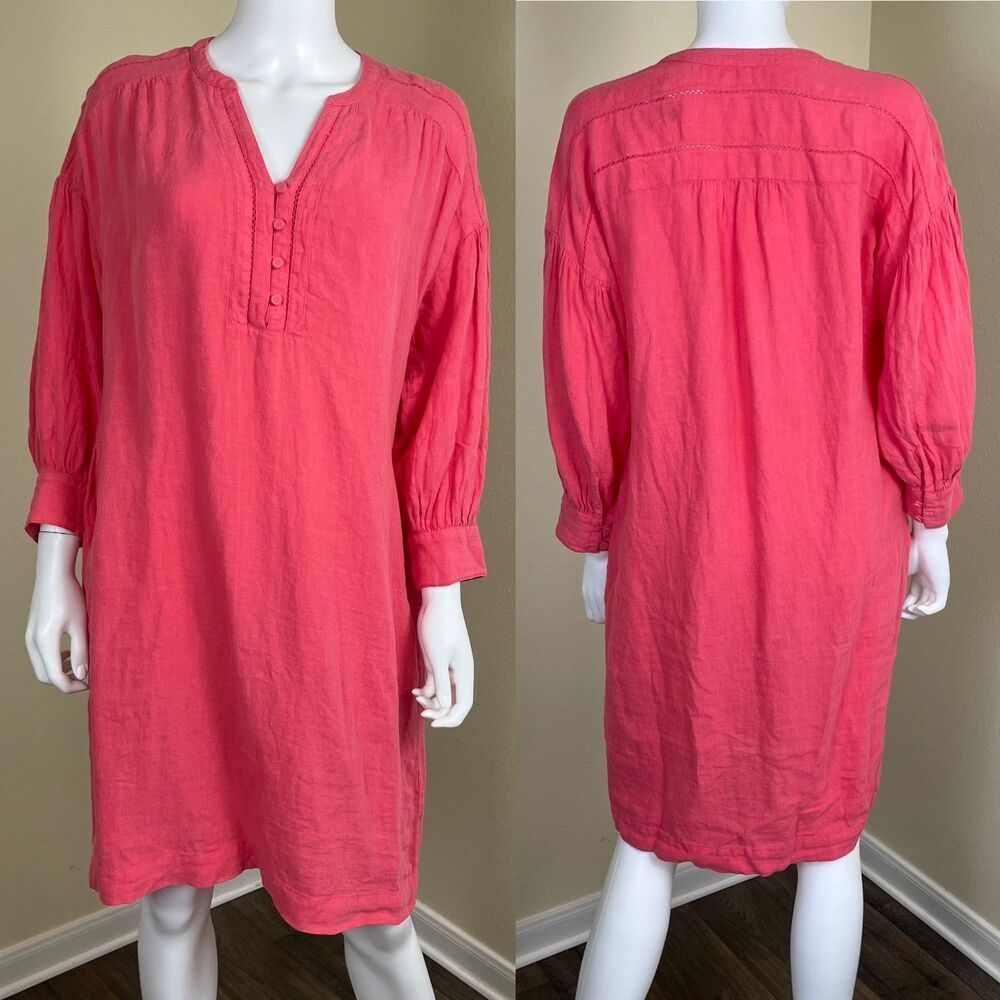 J.McLaughlin Women Size M Rose Nylee Linen Shift Dress Resort Casual Minimalist